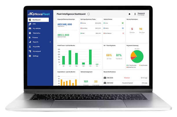 NovaFleet Dashboard on Laptop